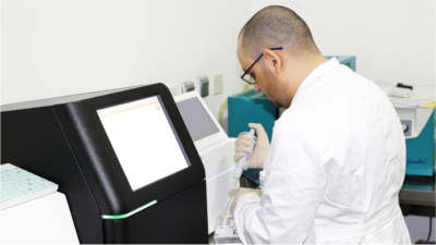 Black African laboratory scientist at work